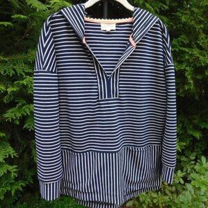 Melloday Oversized Hi-Lo Peplum Hoodie with Plunging V-Neck